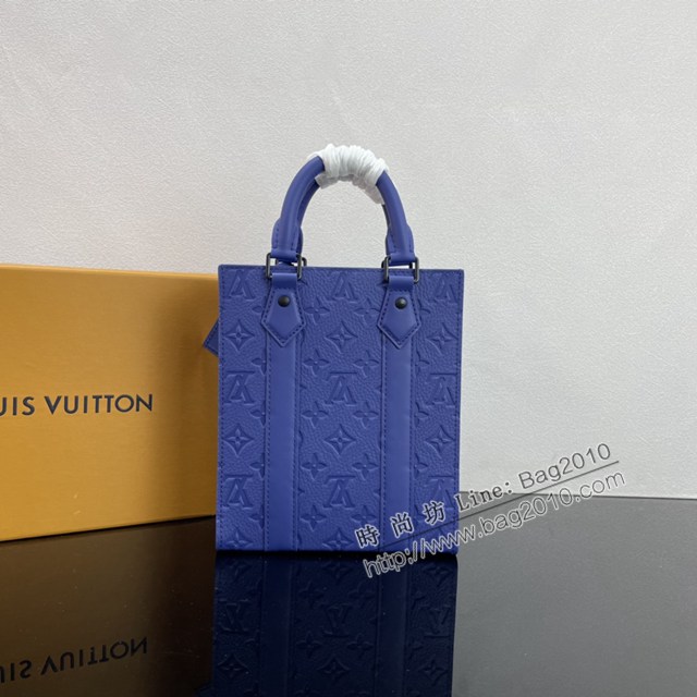 Lv路易威登2023專櫃新款Sac Plat迷你手袋 LVmini手提托特包 M46453藍壓花 ydh5152